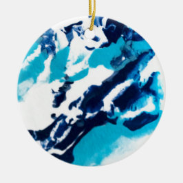 Blau-Weiß-Flüssigmarbor Keramik Ornament