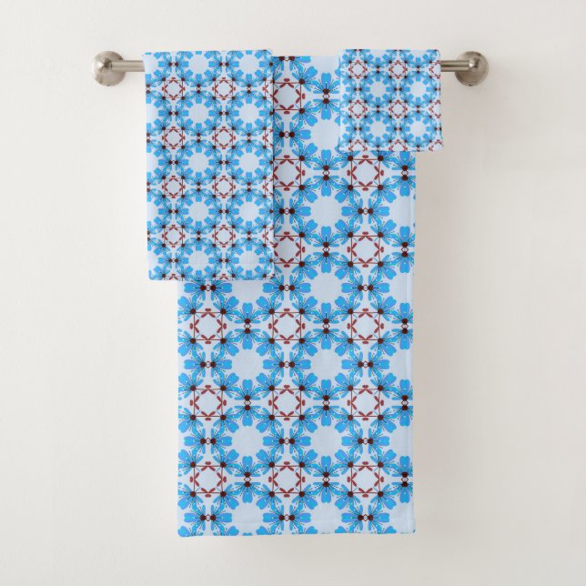 Blau-weiß geometrisch gemustert  badhandtuch set (Insitu)