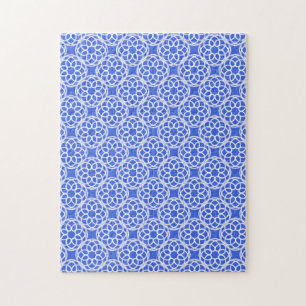 Blau Weiß Geometrisches Nahtloses Muster Puzzle