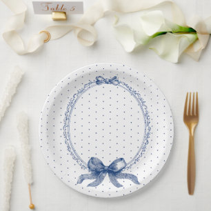 Blau-weiß gepunktet, vintage-elegant pappteller