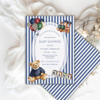 Blau-weiß gestreifter Teddybär, Vintage-Spielzeug