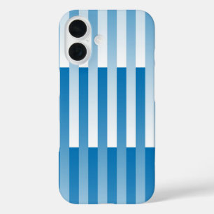 Blau Weiß Gestreiftes Muster iPhone 16 Hülle