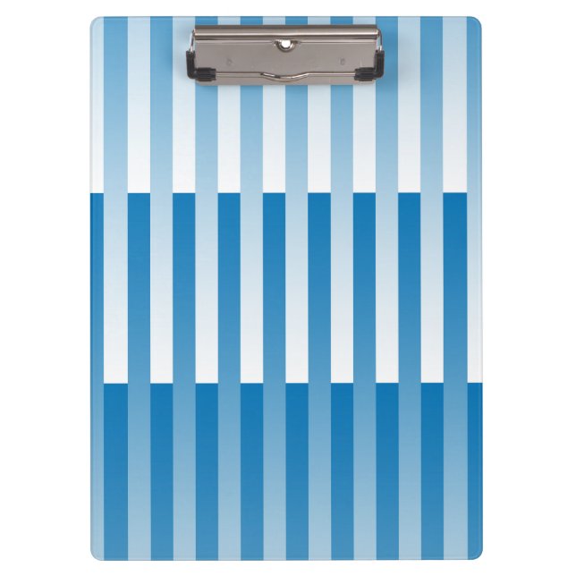 Blau Weiß Gestreiftes Muster Klemmbrett (Vorderseite)