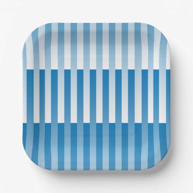 Blau-weiß gestreiftes Muster Pappteller (Vorderseite)