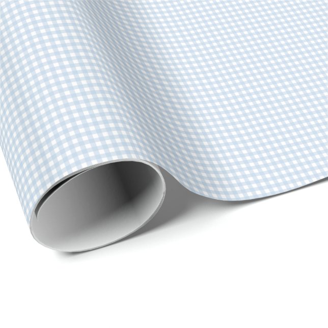 Blau-Weiß-Gingham Geschenkpapier (Rolleneckpunkt)