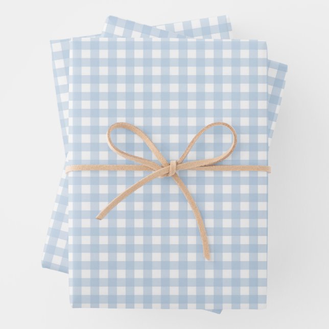 Blau-Weiß-Gingham Geschenkpapier Set (Beispiel)