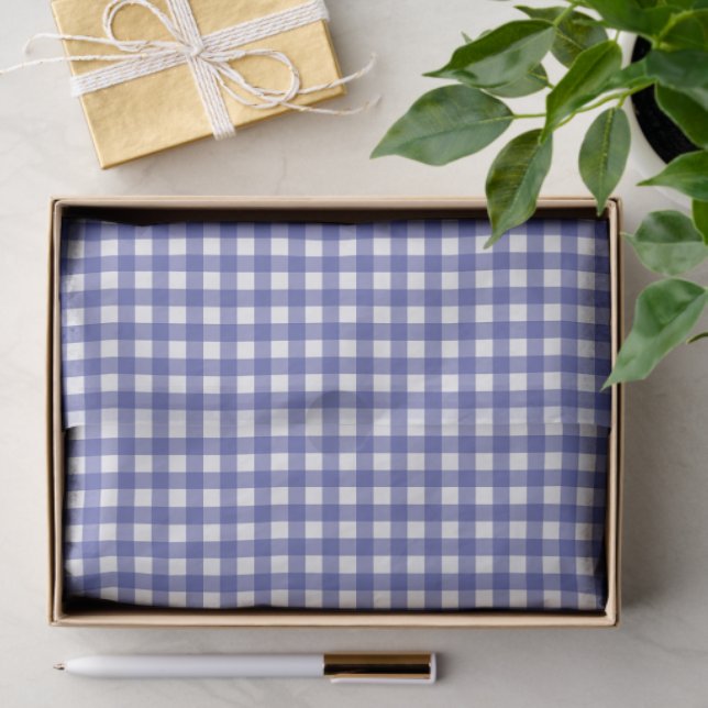 Blau-Weiß-Gingham Seidenpapier (Geschenk)