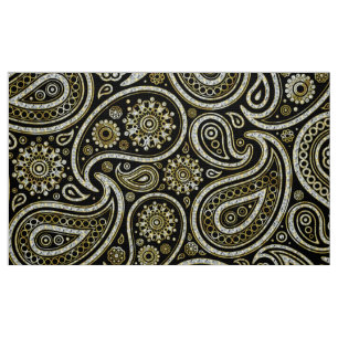 Blau-Weiß-Glitzer Vintag Paisley-Muster Stoff