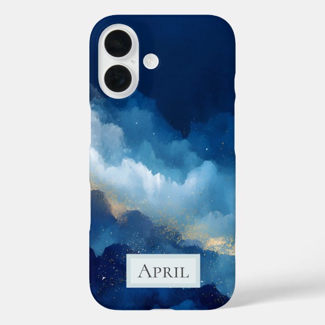 Blau, Weiß & Gold Abstrakt  Case-Mate iPhone Hülle (Rückseite)