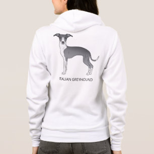 Blau-Weiß-Greyhound mit benutzerdefiniertem Text Hoodie