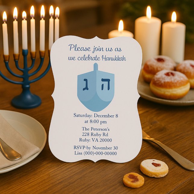 Blau-Weiß-Hanukkah-Party Einladung (Von Creator hochgeladen)