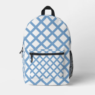 Blau Weiß Harlekin Diamant Streifen Muster Bedruckter Rucksack