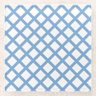 Blau Weiß Harlekin Diamant Streifen Muster Glasuntersetzer