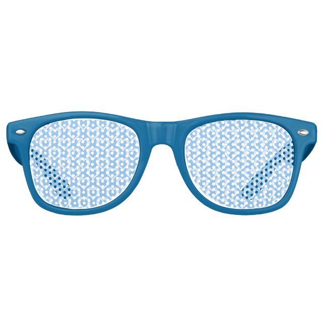 Blau-Weiß-Herzen-Muster Partybrille (Vorderseite)