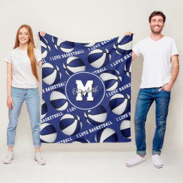 Blau weiß I Liebe Basketballmannschaft Farben Flee Fleecedecke