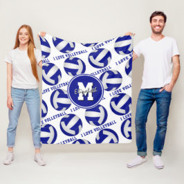 blau-weiß-I-Liebe-Volleyball-Dekoration Fleecedecke