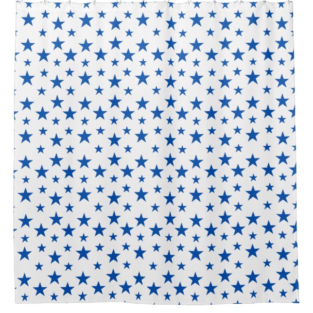 Blau-Weiß-individualisierbares Sternmuster Duschvorhang (Vorderseite)