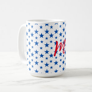 Blau-Weiß-individualisierbares Sternmuster Kaffeetasse