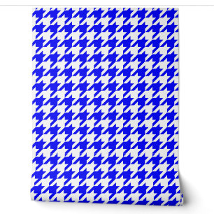 Blau-weiß kariert mit Houndstooth-Muster Tapete