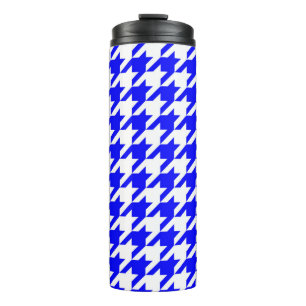 Blau-weiß kariert mit Houndstooth-Muster Thermosbecher