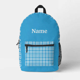 Blau Weiß Kariert Personalisieren Muster Bedruckter Rucksack