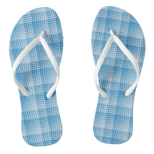 Blau-weiß kariertes abstraktes Muster Flip Flops