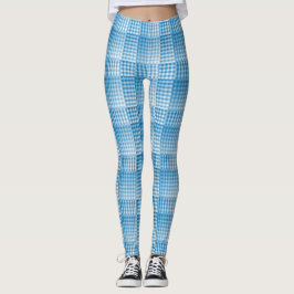 Blau-weiß kariertes abstraktes Muster Leggings