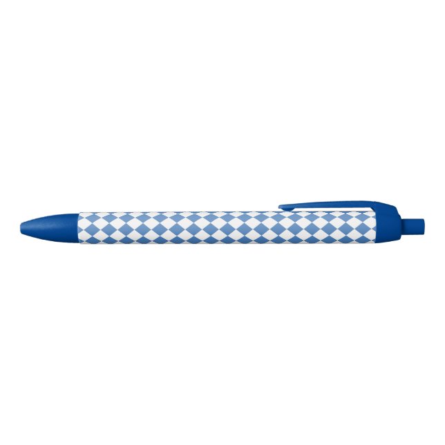 Blau-weiß kariertes Diamantmuster Kugelschreiber (Oberseite)