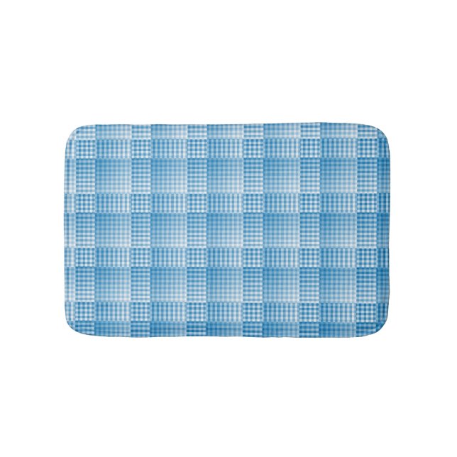 Blau Weiß Karo abstraktes Muster Badematte (Vorderseite)