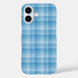 Blau Weiß Karo abstraktes Muster iPhone 16 Hülle