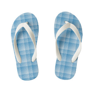 Blau Weiß Karo abstraktes Muster Kinderbadesandalen