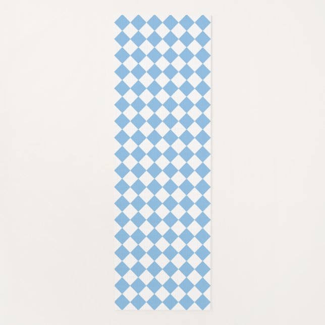 Blau-Weiß-Karuomuster Yogamatte (Vorderseite)