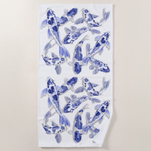 Blau-Weiß-Koi Strandtuch
