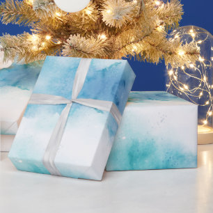 Blau-weiß marmoriertes Papier auf einer flachen Ob Geschenkpapier