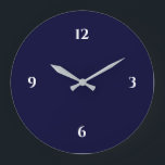 Blau-Weiß-Minimalistische Großuhr Große Wanduhr<br><div class="desc">Die moderne künstlerische Uhr besticht durch ein minimalistisches Design in einer blau-weißen Farbpalette. Ein schlichtes Design mit weißen Zahlen auf marineblarem Hintergrund. Eine trendige Ergänzung Ihrer Küche, des Wohnzimmers oder der Bürowand, ein durchdachtes, modernes Bürogeschenk oder ein modernes Zuhause-Geschenk für jeden Anlass. Sie können Ihre Einstellungen anpassen, indem Sie die...</div>