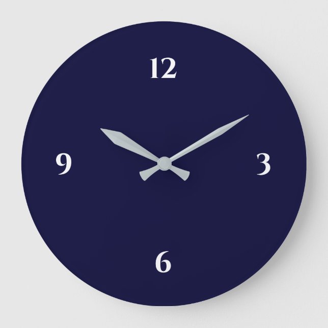 Blau-Weiß-Minimalistische Großuhr Große Wanduhr (Vorderseite)