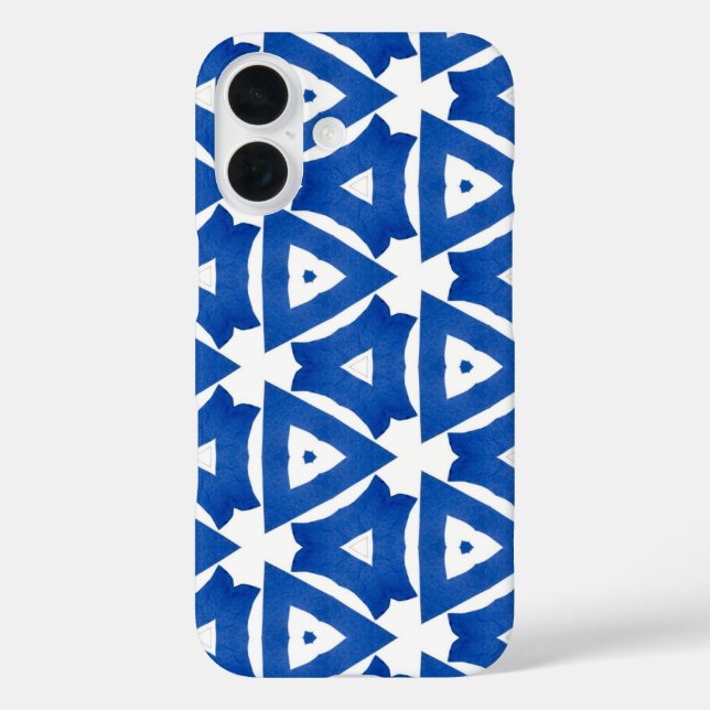 Blau-Weiß-Mittelmeer Tile Dreiecke Chic Case-Mate iPhone Hülle (Rückseite)