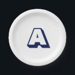 Blau-weiß, modern, kundenspezifisch pappteller<br><div class="desc">Blau,  modern,  blau,  kundenspezifisch,  monogramm Papier Tafel blau Buchstaben,  weißer Hintergrund</div>