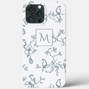 Blau-Weiß-Monogramm Einfaches Vogel-Muster Case-Mate iPhone Hülle