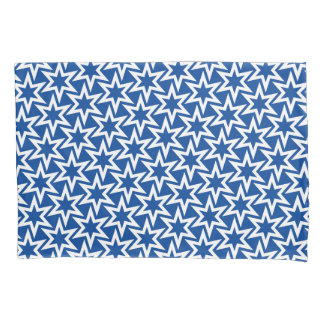 Blau-Weiß-Motiv | Geometrisches Sternmuster Kissenbezug