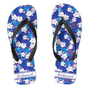 Blau-Weiß-Muster Hochzeitsjungfrau Flip Flops