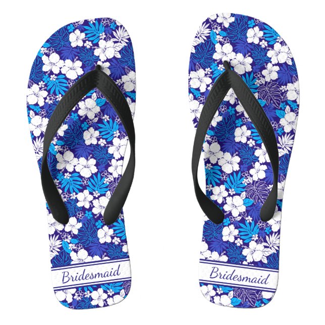 Blau-Weiß-Muster Hochzeitsjungfrau Flip Flops (Fußbett)