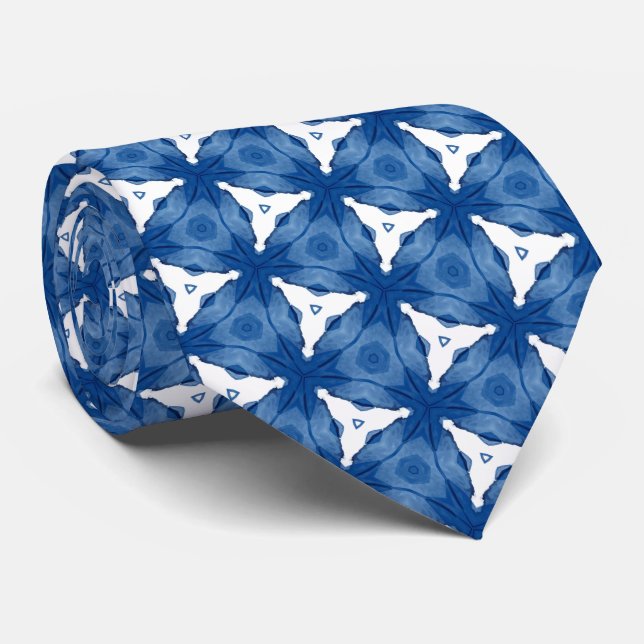 Blau-Weiß-Muster Krawatte (Gerollt)