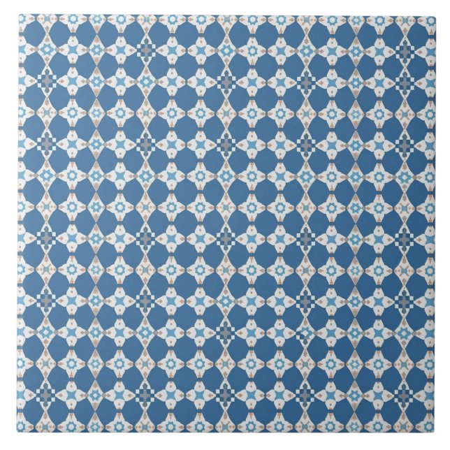 Blau-Weiß-Muster Mittelmeer Azulejo Fliese (Vorderseite)