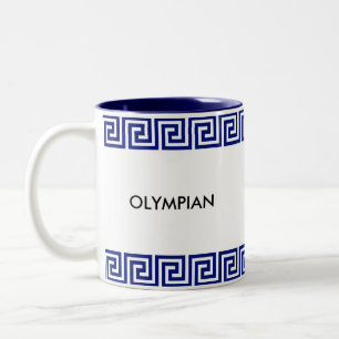 Blau-Weiß-Olympian Geometric Muster Zweifarbige Tasse