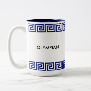 Blau-Weiß-Olympian Geometric Muster Zweifarbige Tasse