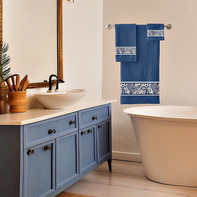 Blau-Weiß-Pisley Badhandtuch Set (Von Creator hochgeladen)