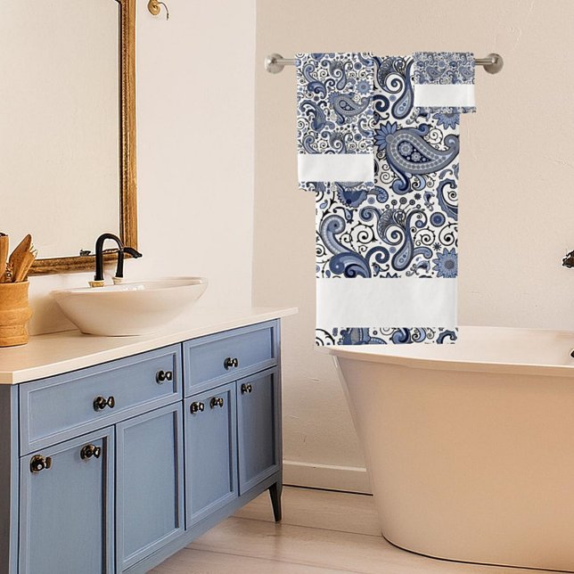 Blau-Weiß-Pisley Badhandtuch Set (Von Creator hochgeladen)