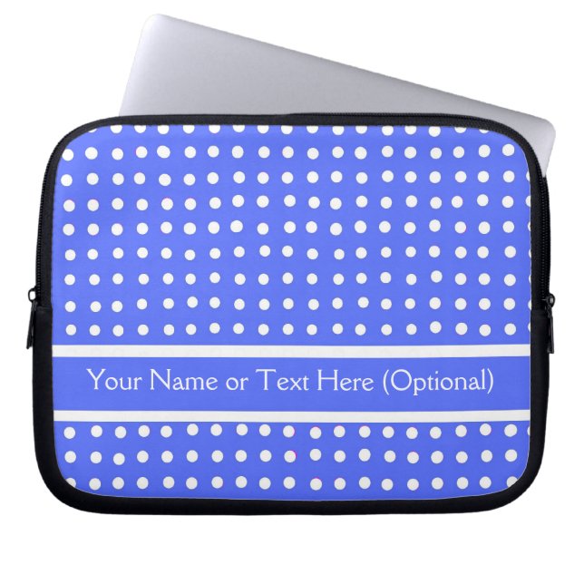 Blau/Weiß Polka Dot individuell anpassbarer Laptop Laptopschutzhülle (Vorderseite)