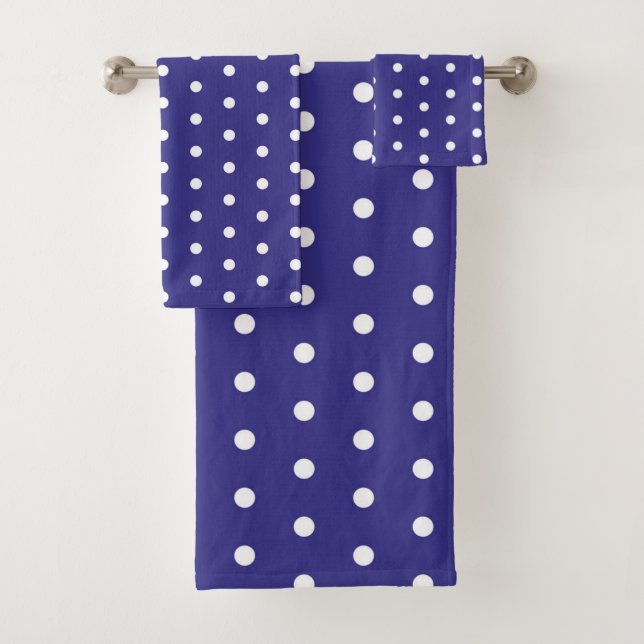 Blau-Weiß-Polka-Dot-Muster Badhandtuch Set (Insitu)
